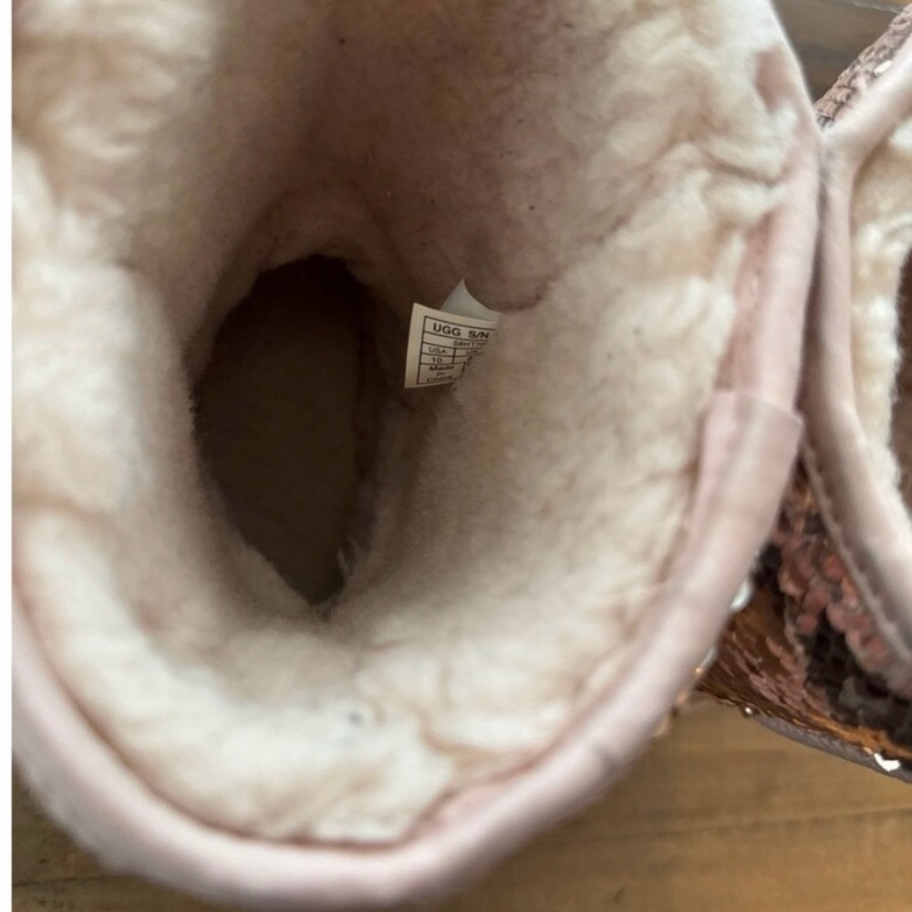 UGG Rose-Gold Sequin Boots with Cream Lining - Picture 7 of 7